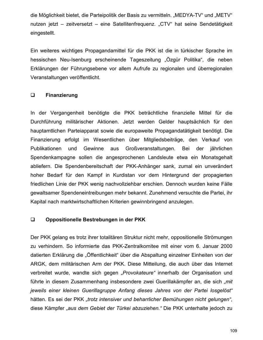 Seite 109 des Verfassungsschutzbericht 2000 Baden-Württemberg