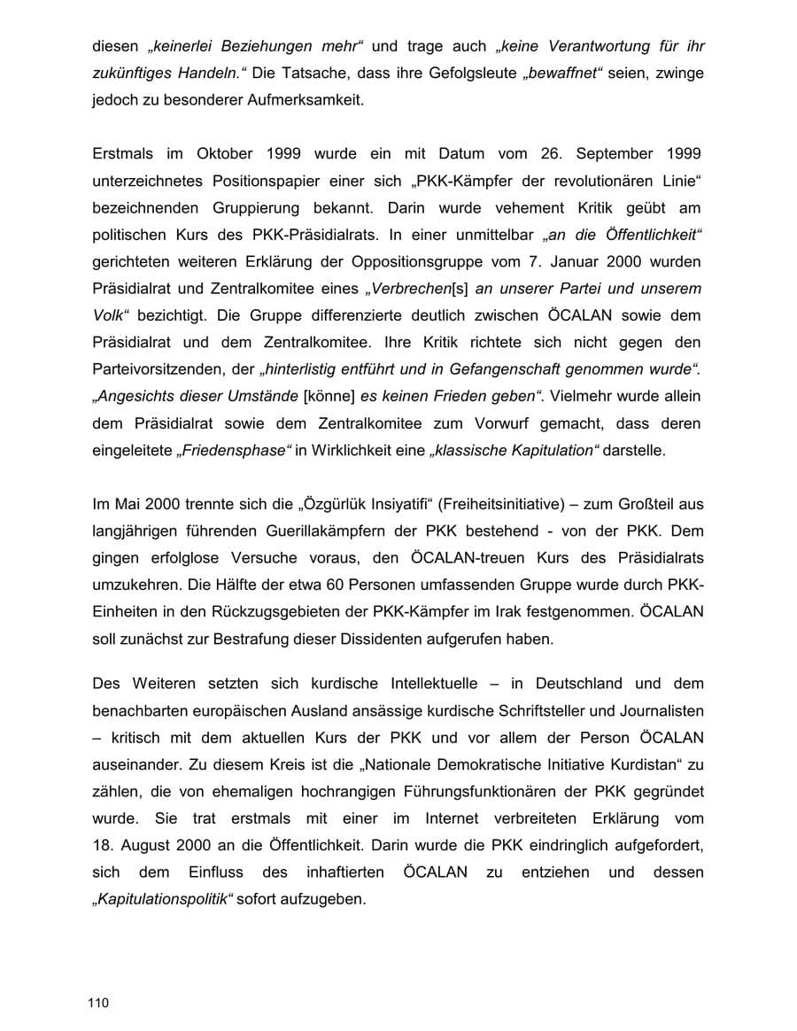 Seite 110 des Verfassungsschutzbericht 2000 Baden-Württemberg