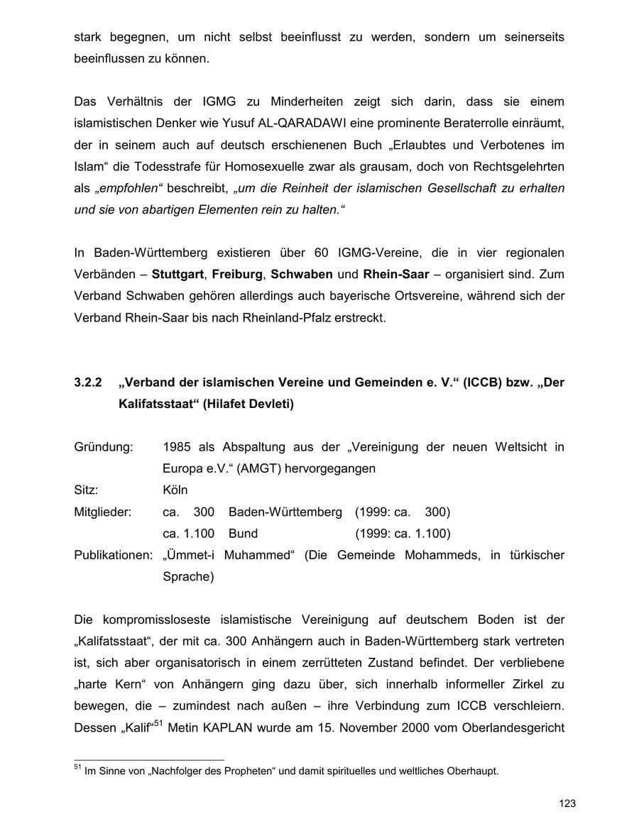 Seite 123 des Verfassungsschutzbericht 2000 Baden-Württemberg