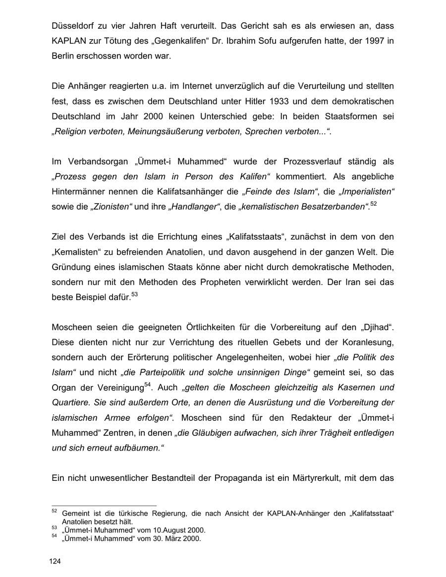 Seite 124 des Verfassungsschutzbericht 2000 Baden-Württemberg