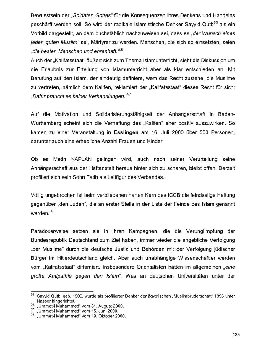 Seite 125 des Verfassungsschutzbericht 2000 Baden-Württemberg
