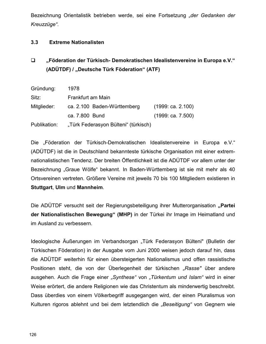 Seite 126 des Verfassungsschutzbericht 2000 Baden-Württemberg