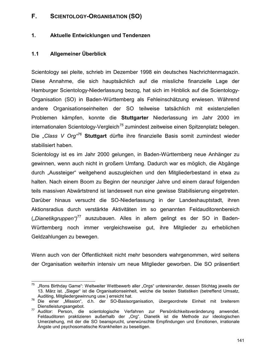 Seite 141 des Verfassungsschutzbericht 2000 Baden-Württemberg