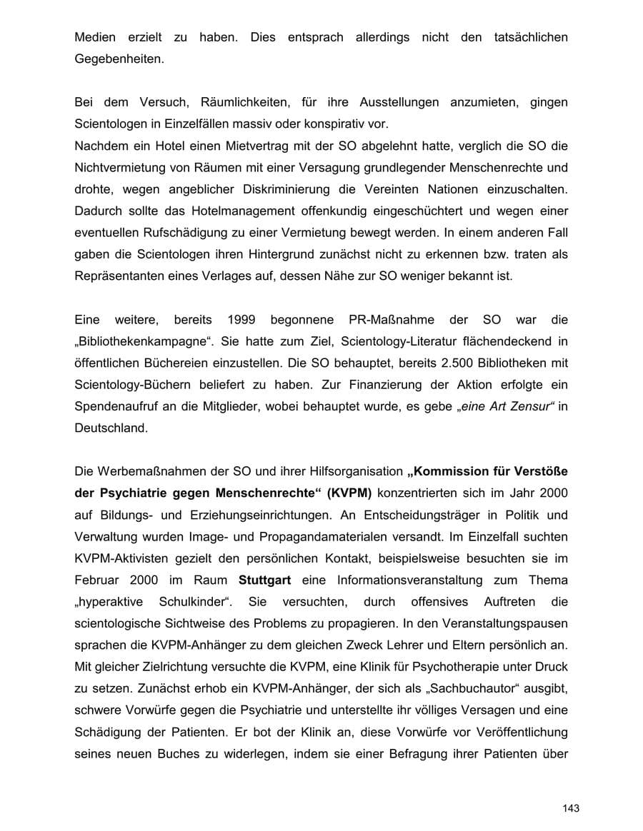 Seite 143 des Verfassungsschutzbericht 2000 Baden-Württemberg