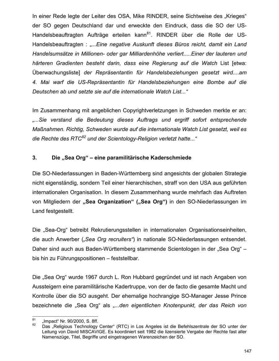 Seite 147 des Verfassungsschutzbericht 2000 Baden-Württemberg