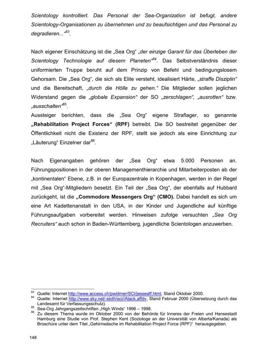 Seite 148 des Verfassungsschutzbericht 2000 Baden-Württemberg