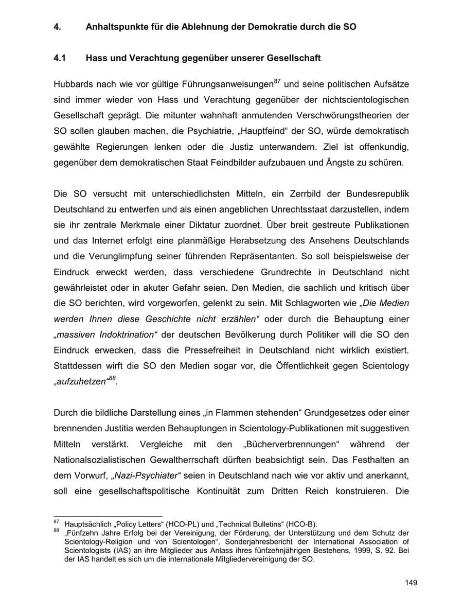 Seite 149 des Verfassungsschutzbericht 2000 Baden-Württemberg