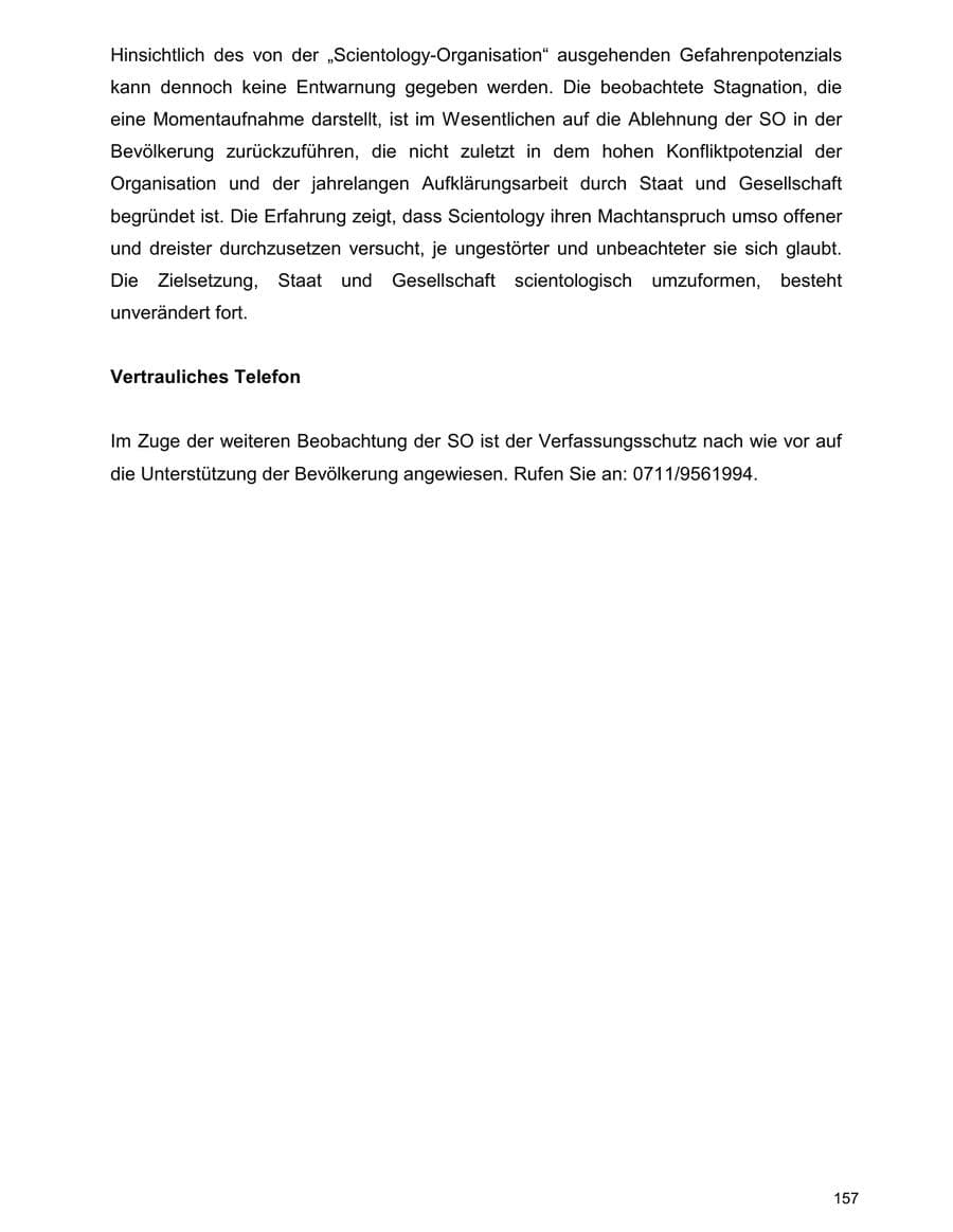 Seite 157 des Verfassungsschutzbericht 2000 Baden-Württemberg