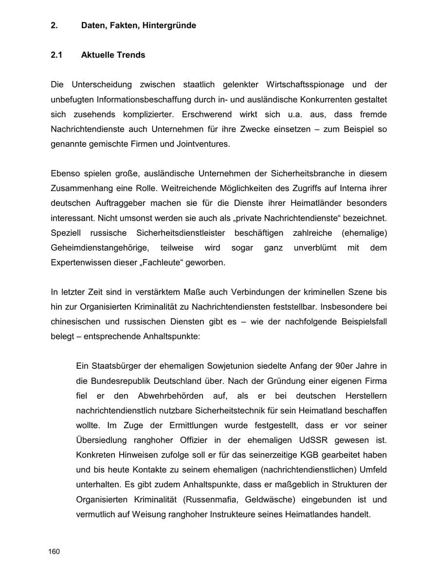 Seite 160 des Verfassungsschutzbericht 2000 Baden-Württemberg