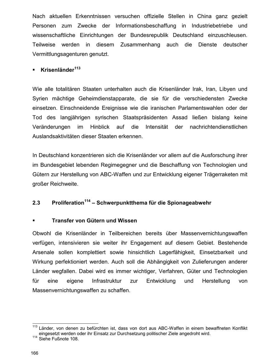 Seite 166 des Verfassungsschutzbericht 2000 Baden-Württemberg