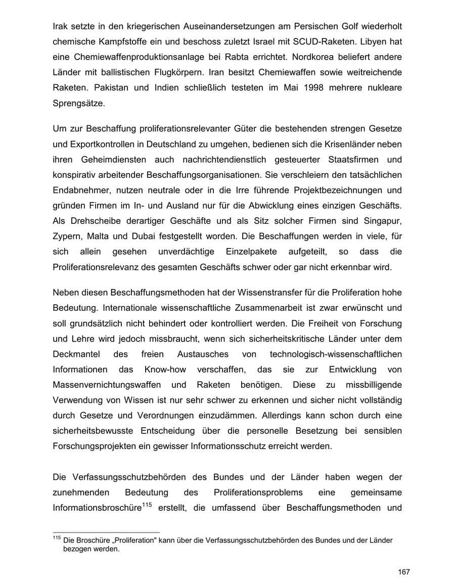 Seite 167 des Verfassungsschutzbericht 2000 Baden-Württemberg