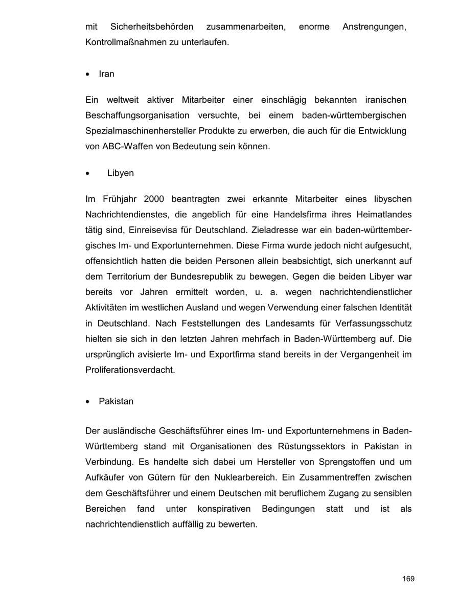 Seite 169 des Verfassungsschutzbericht 2000 Baden-Württemberg