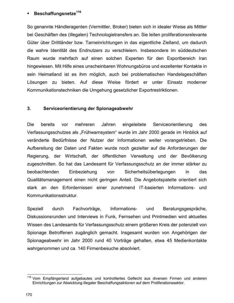 Seite 170 des Verfassungsschutzbericht 2000 Baden-Württemberg