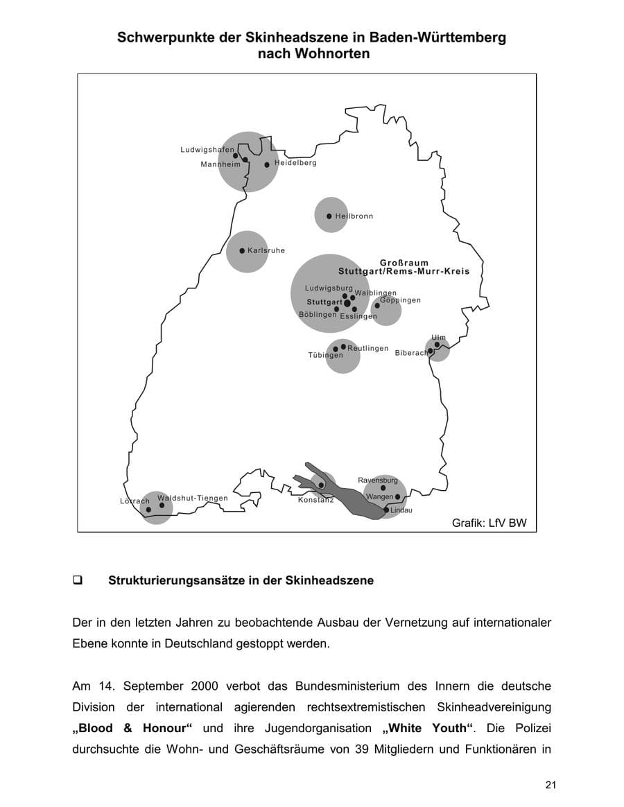 Seite 21 des Verfassungsschutzbericht 2000 Baden-Württemberg