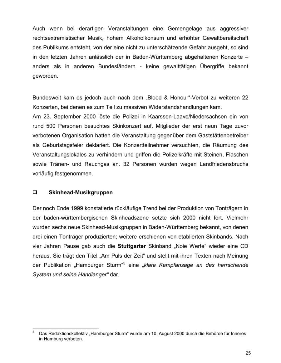 Seite 25 des Verfassungsschutzbericht 2000 Baden-Württemberg