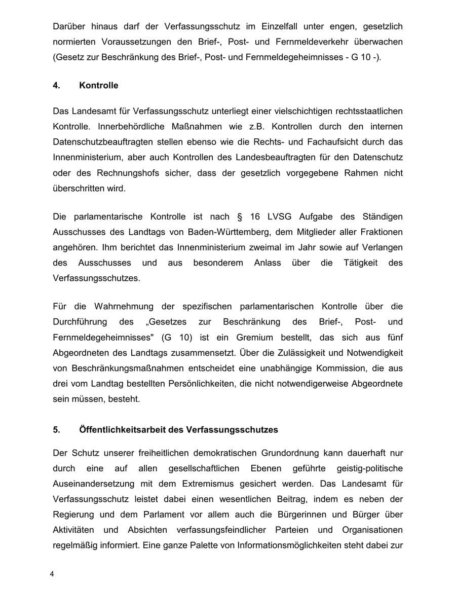 Seite 4 des Verfassungsschutzbericht 2000 Baden-Württemberg