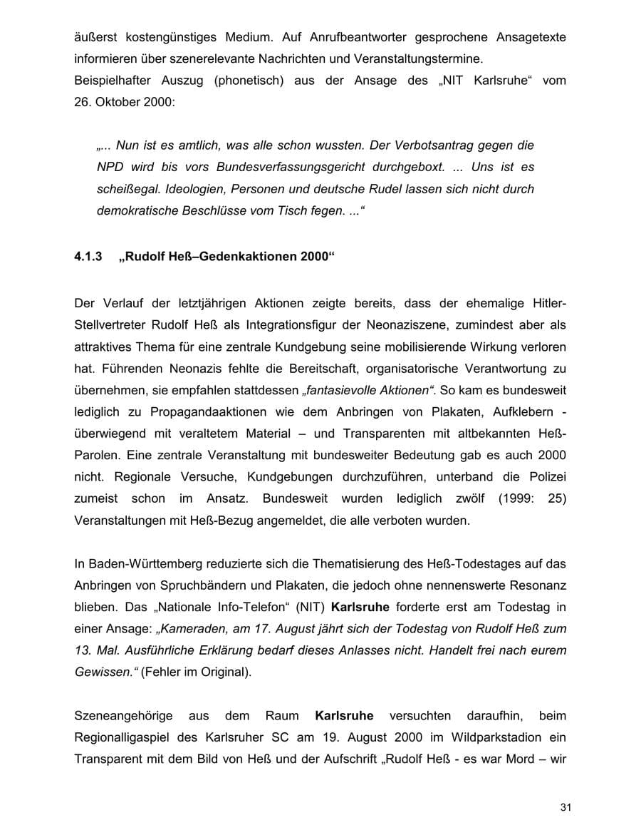 Seite 31 des Verfassungsschutzbericht 2000 Baden-Württemberg