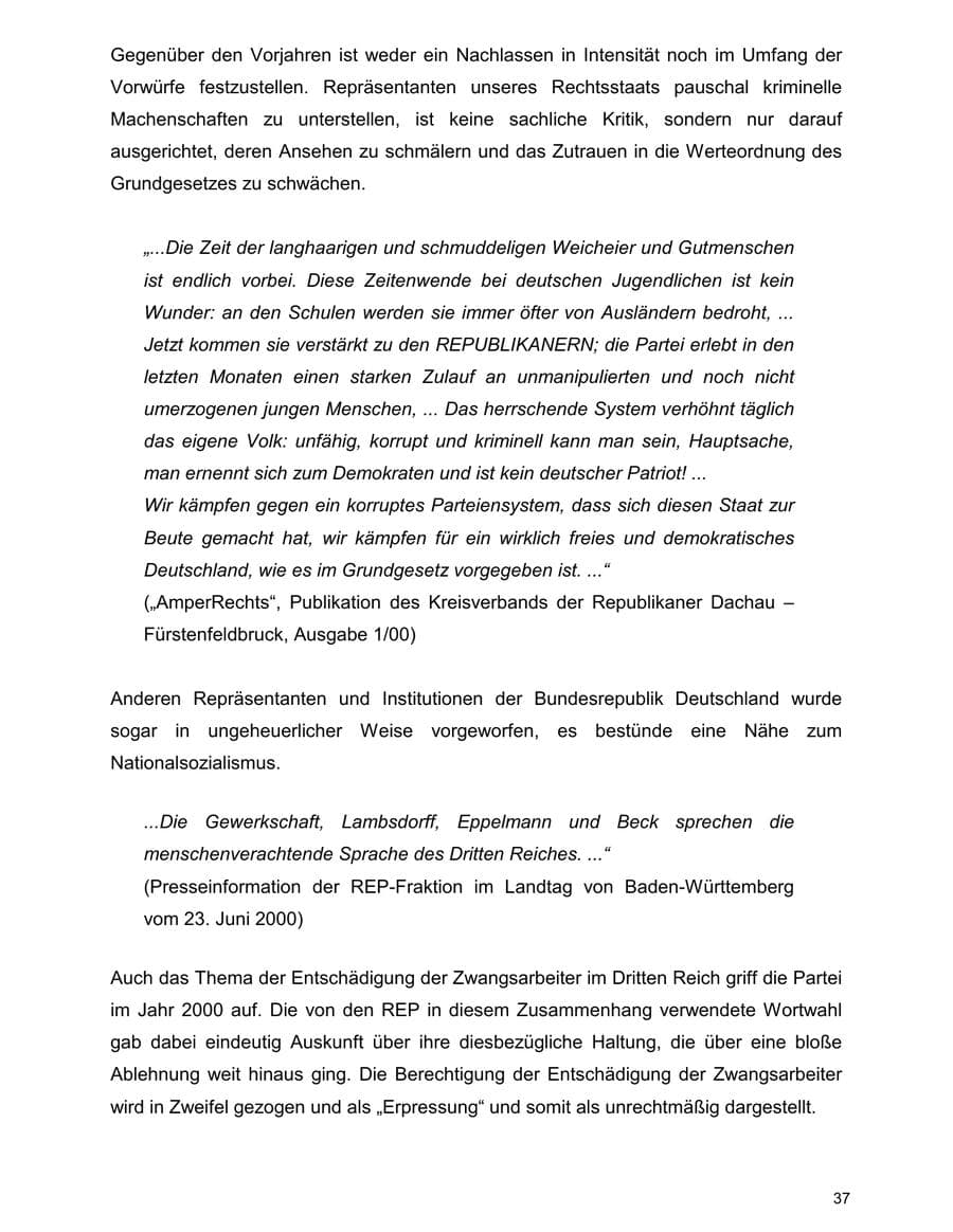 Seite 37 des Verfassungsschutzbericht 2000 Baden-Württemberg