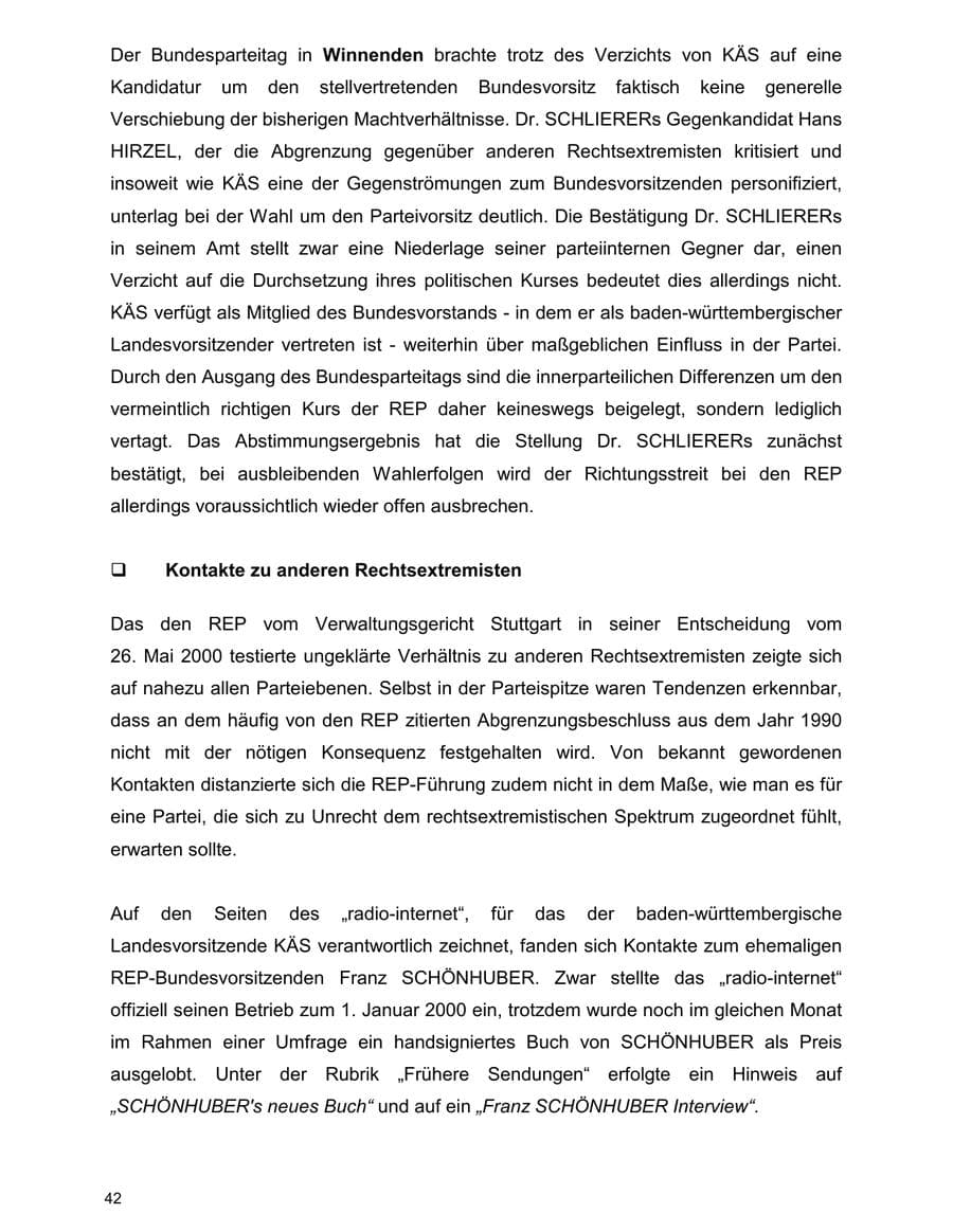 Seite 42 des Verfassungsschutzbericht 2000 Baden-Württemberg