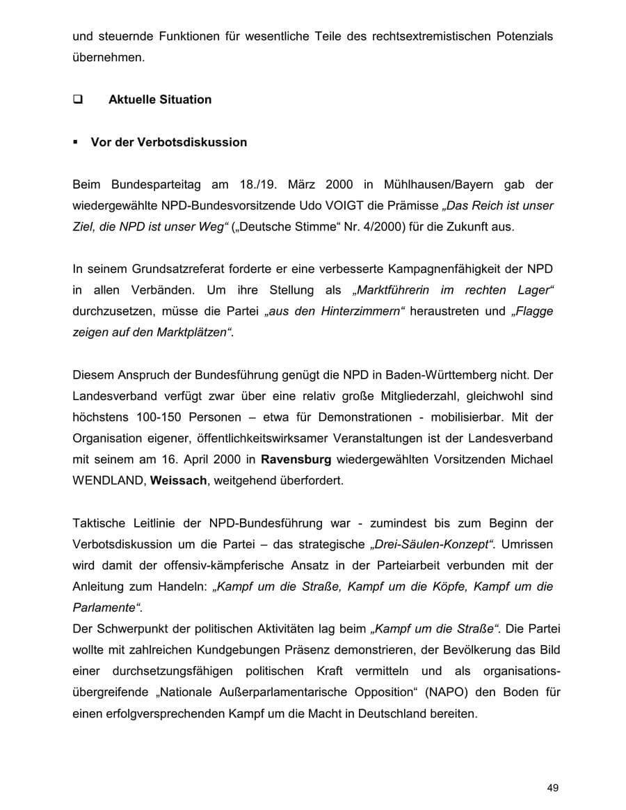 Seite 49 des Verfassungsschutzbericht 2000 Baden-Württemberg