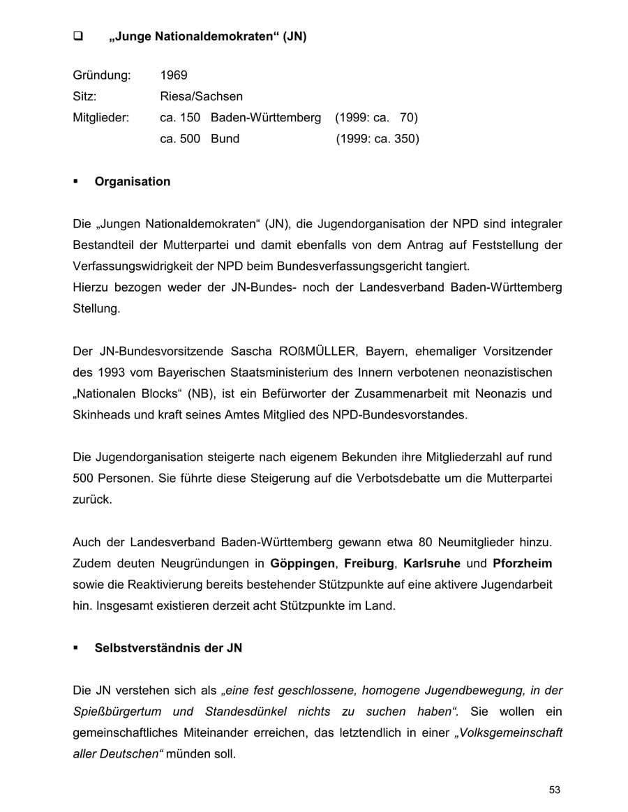 Seite 53 des Verfassungsschutzbericht 2000 Baden-Württemberg
