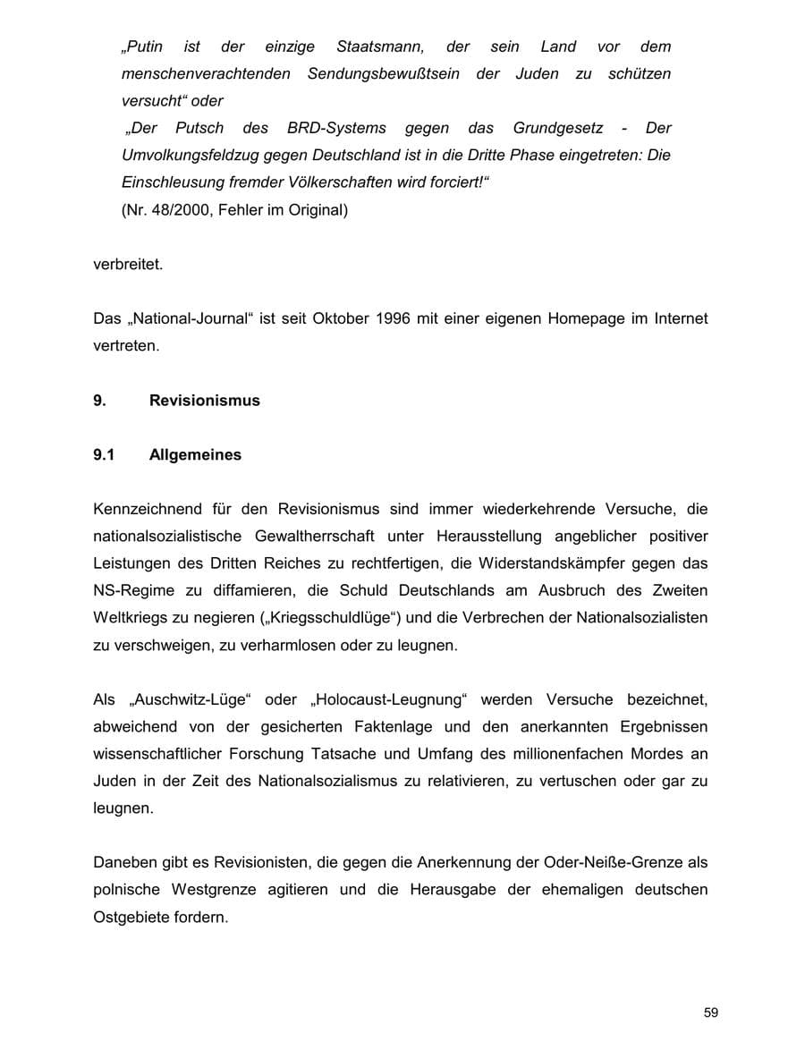 Seite 59 des Verfassungsschutzbericht 2000 Baden-Württemberg