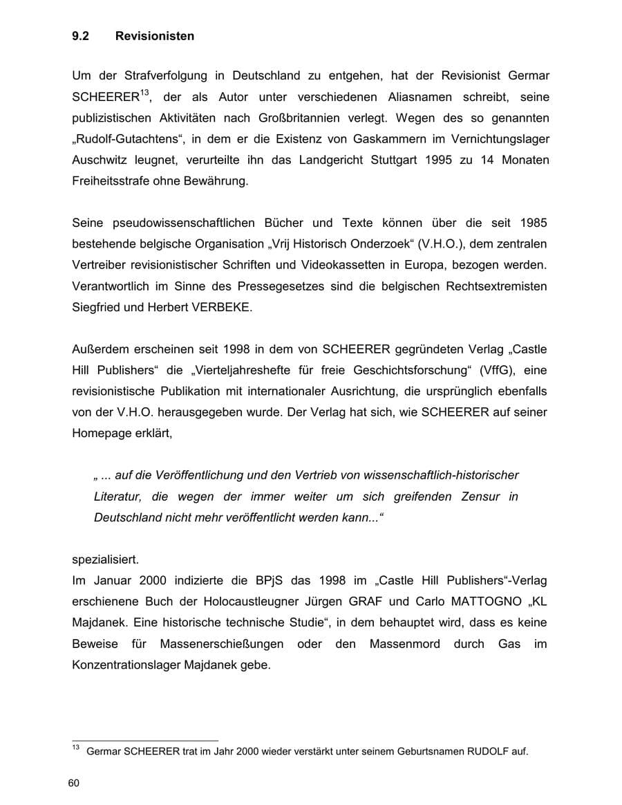 Seite 60 des Verfassungsschutzbericht 2000 Baden-Württemberg