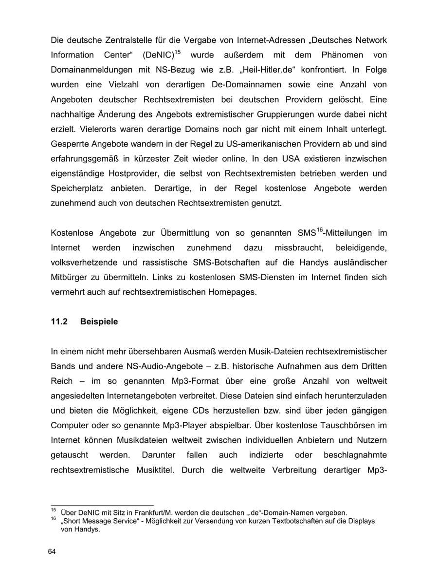 Seite 64 des Verfassungsschutzbericht 2000 Baden-Württemberg