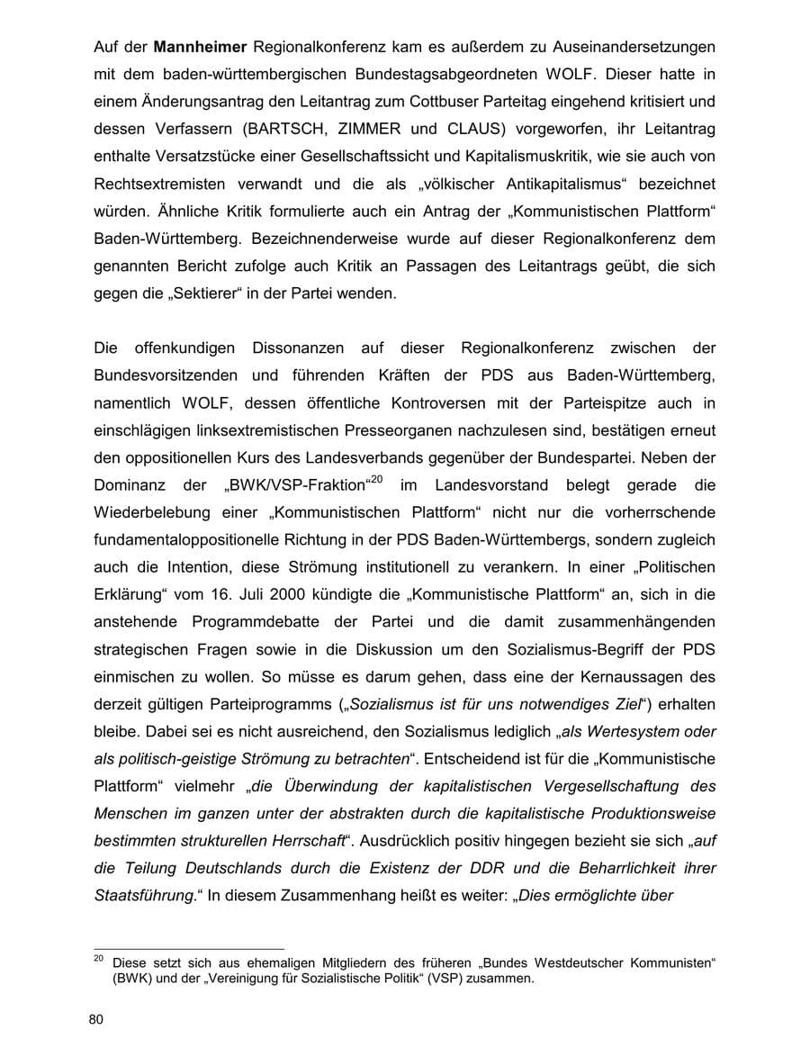 Seite 80 des Verfassungsschutzbericht 2000 Baden-Württemberg