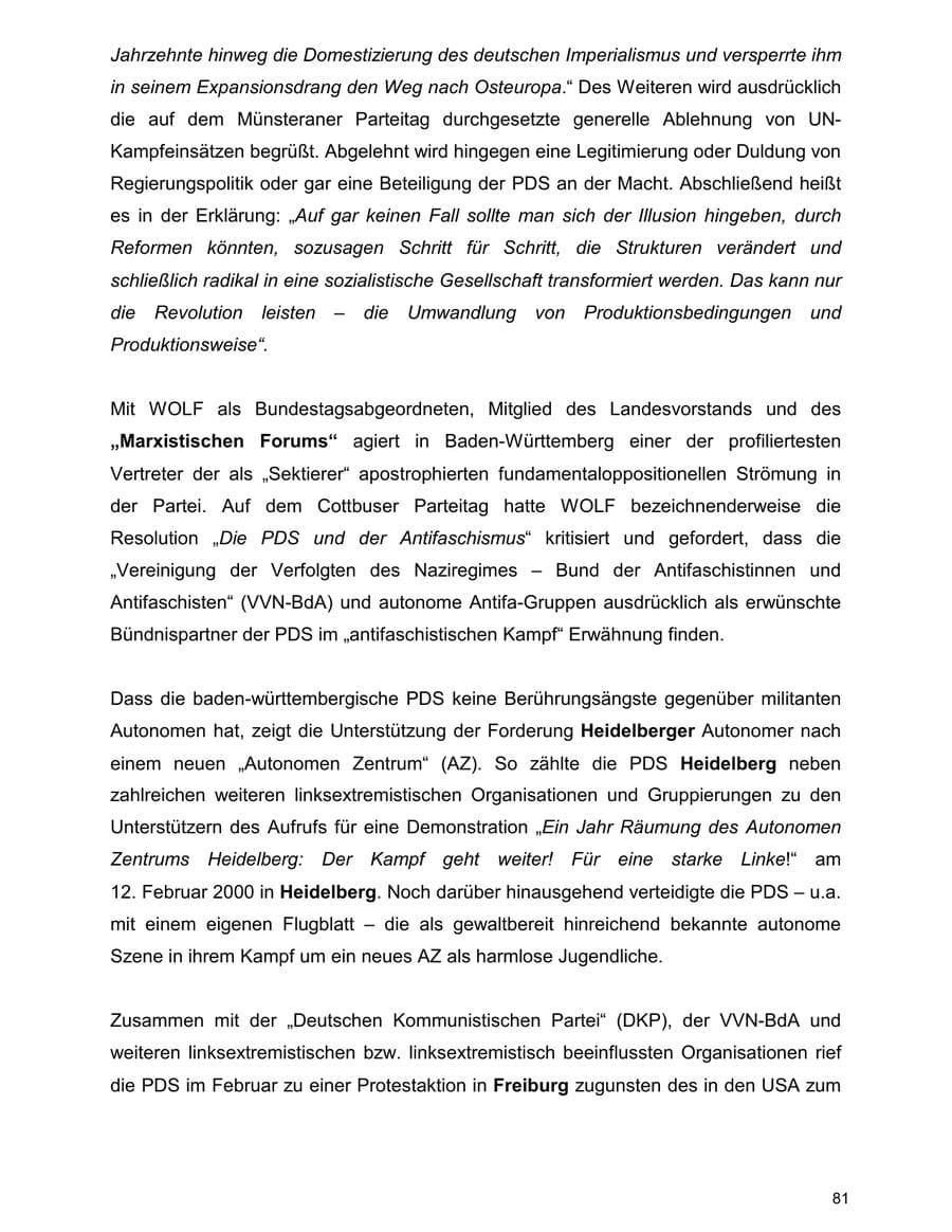 Seite 81 des Verfassungsschutzbericht 2000 Baden-Württemberg