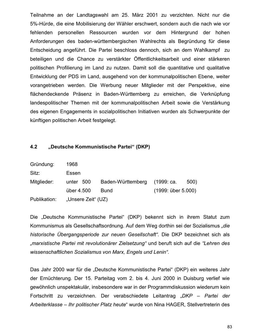 Seite 83 des Verfassungsschutzbericht 2000 Baden-Württemberg
