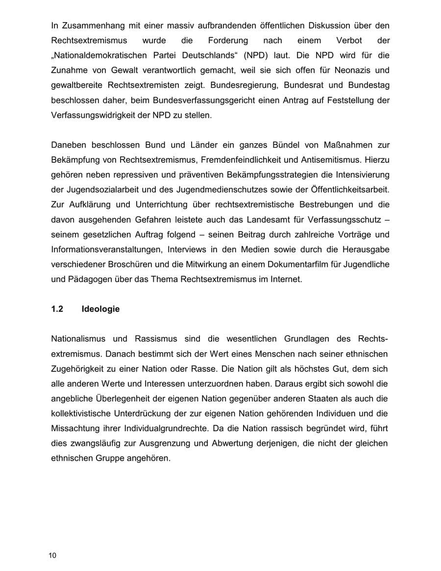 Seite 10 des Verfassungsschutzbericht 2000 Baden-Württemberg