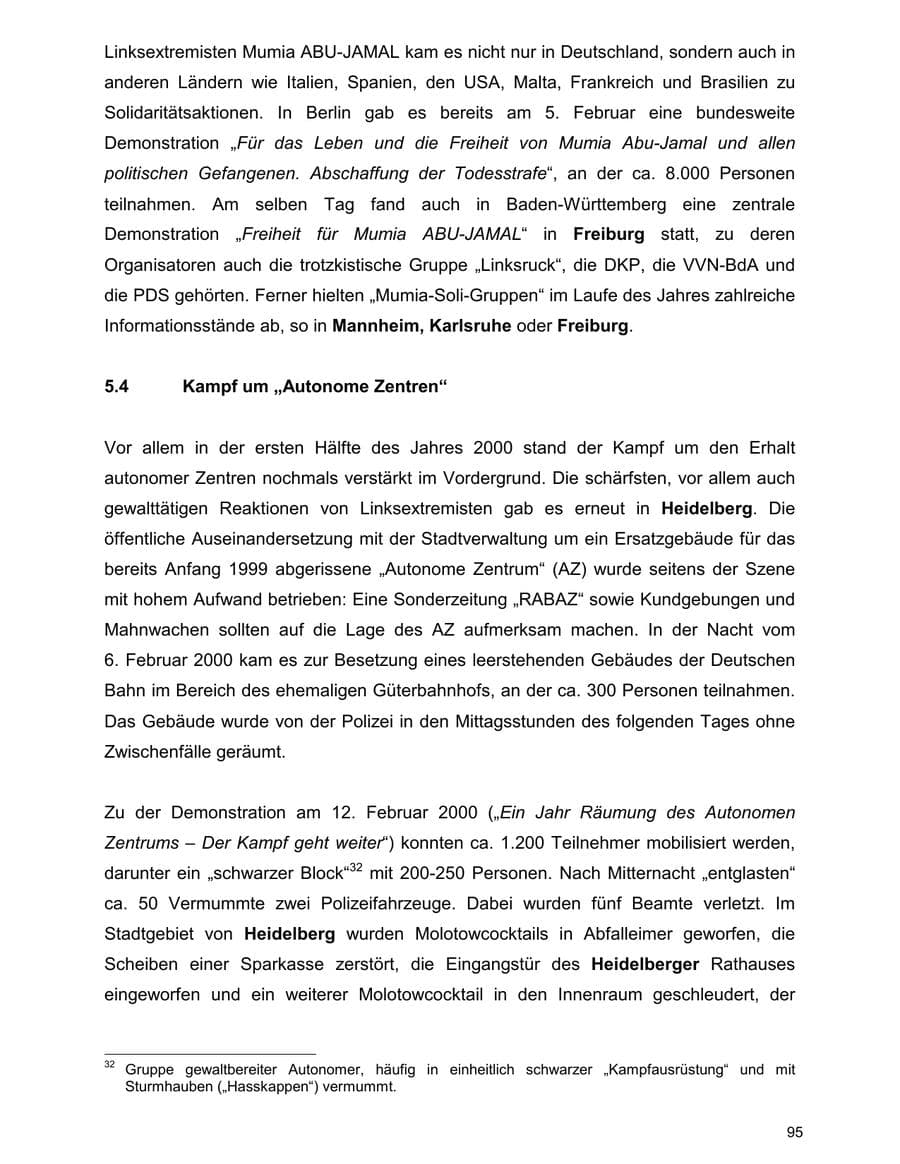 Seite 95 des Verfassungsschutzbericht 2000 Baden-Württemberg
