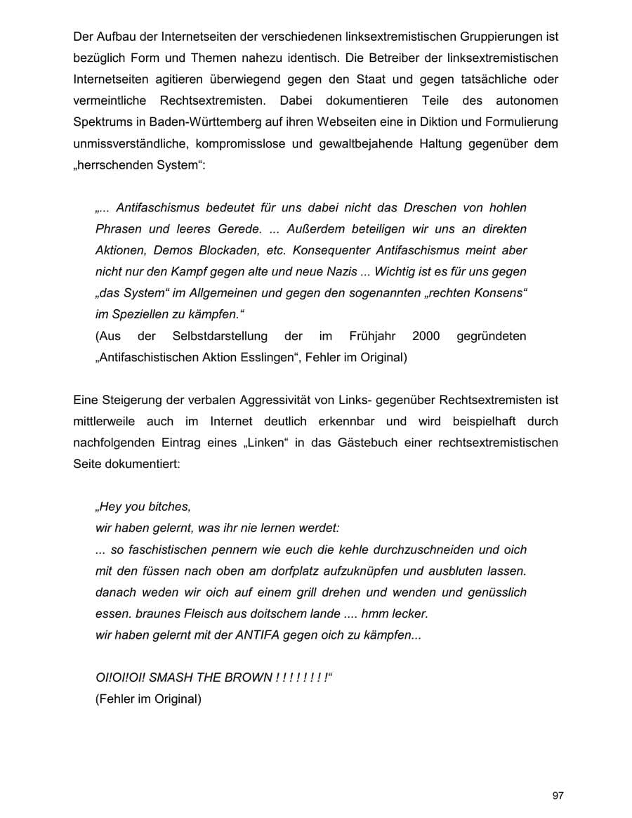 Seite 97 des Verfassungsschutzbericht 2000 Baden-Württemberg
