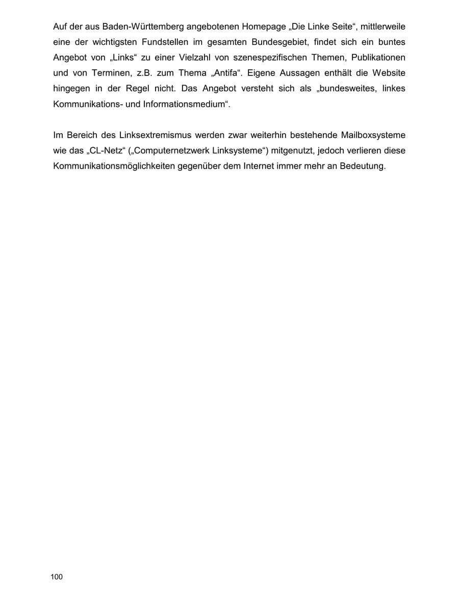 Seite 100 des Verfassungsschutzbericht 2000 Baden-Württemberg