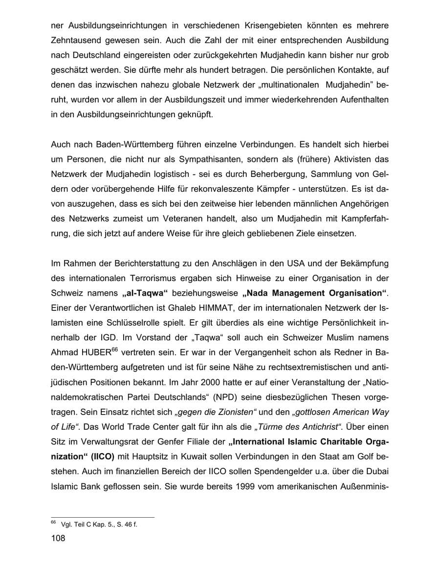 Seite 108 des Verfassungsschutzbericht 2001 Baden-Württemberg
