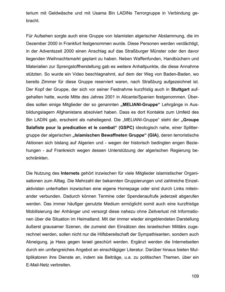 Seite 109 des Verfassungsschutzbericht 2001 Baden-Württemberg