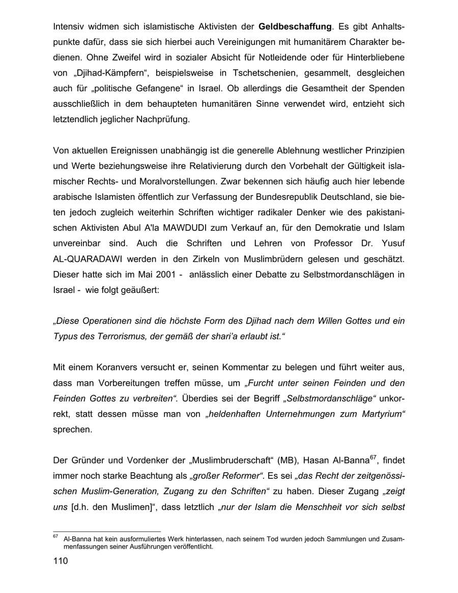 Seite 110 des Verfassungsschutzbericht 2001 Baden-Württemberg