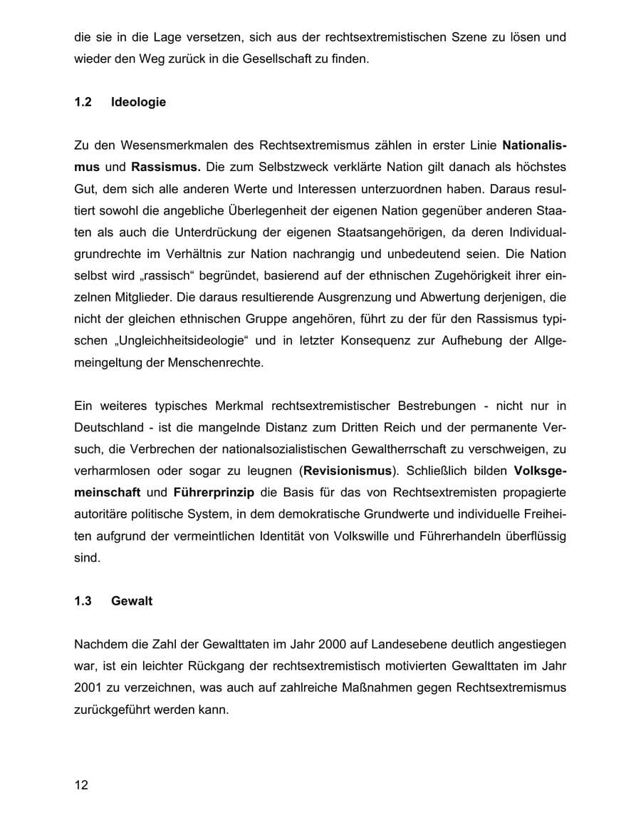 Seite 12 des Verfassungsschutzbericht 2001 Baden-Württemberg