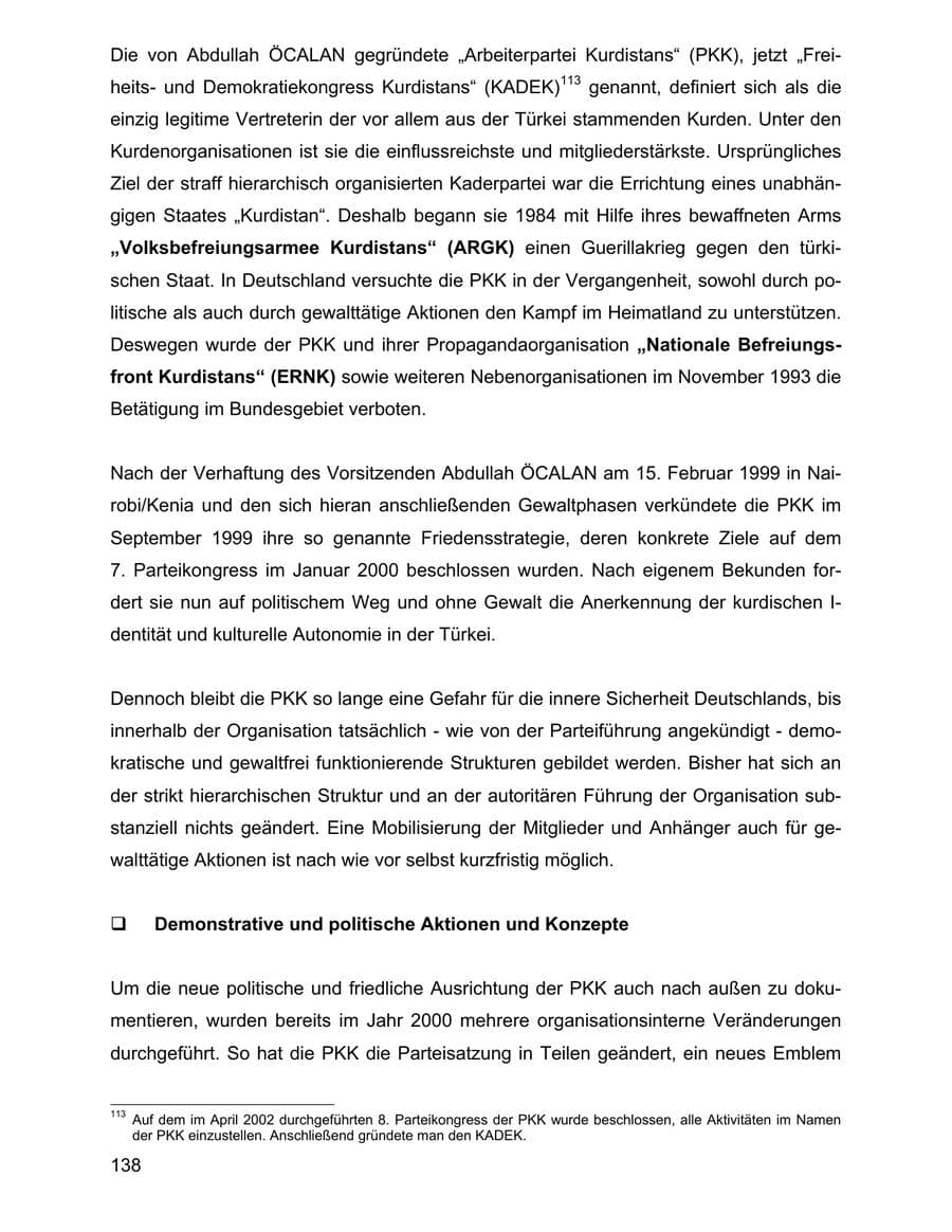 Seite 138 des Verfassungsschutzbericht 2001 Baden-Württemberg