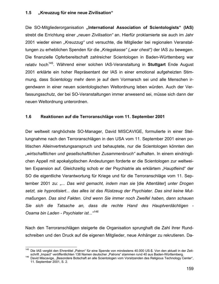 Seite 159 des Verfassungsschutzbericht 2001 Baden-Württemberg