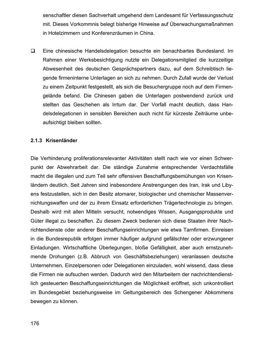Seite 176 des Verfassungsschutzbericht 2001 Baden-Württemberg
