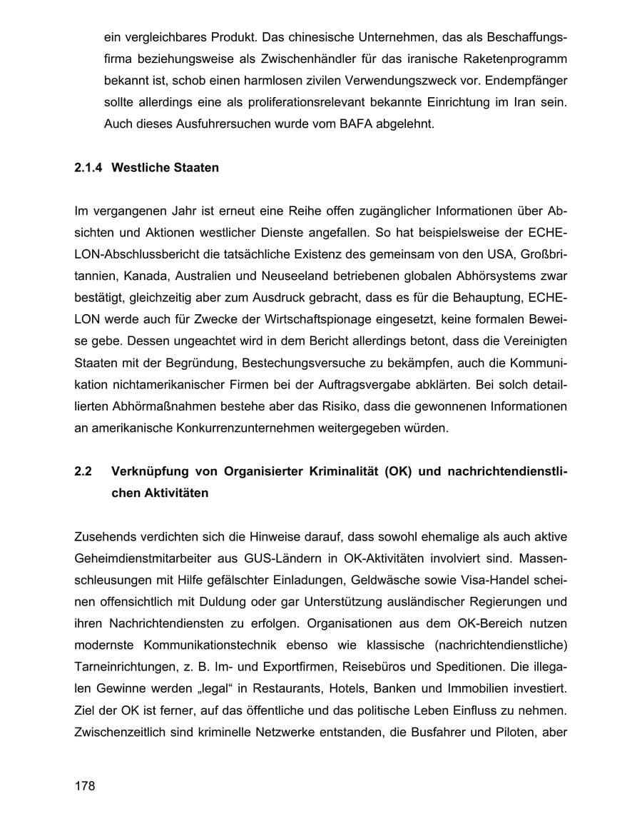 Seite 178 des Verfassungsschutzbericht 2001 Baden-Württemberg