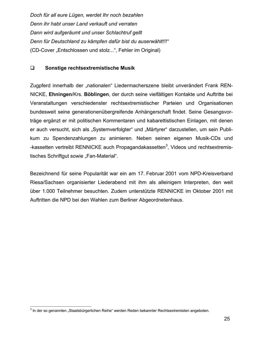 Seite 25 des Verfassungsschutzbericht 2001 Baden-Württemberg