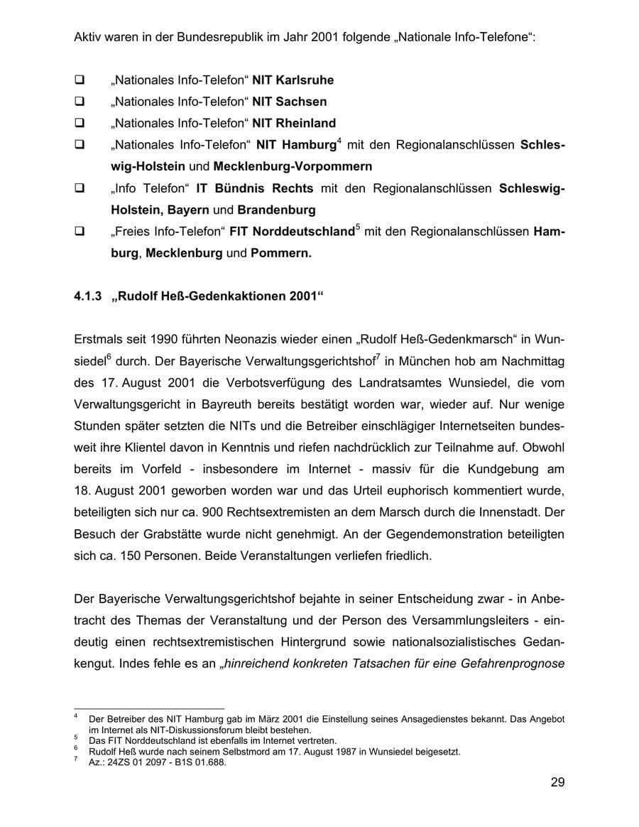 Seite 29 des Verfassungsschutzbericht 2001 Baden-Württemberg