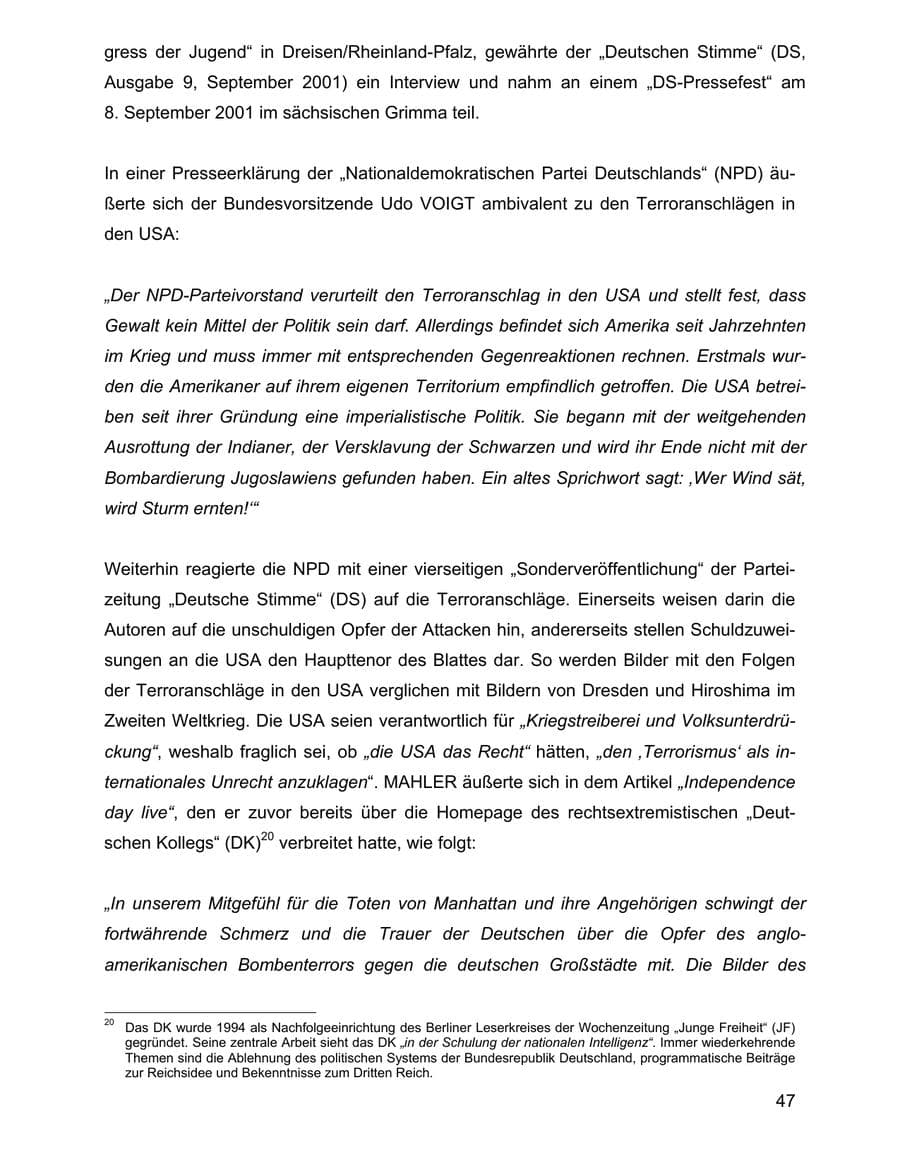 Seite 47 des Verfassungsschutzbericht 2001 Baden-Württemberg