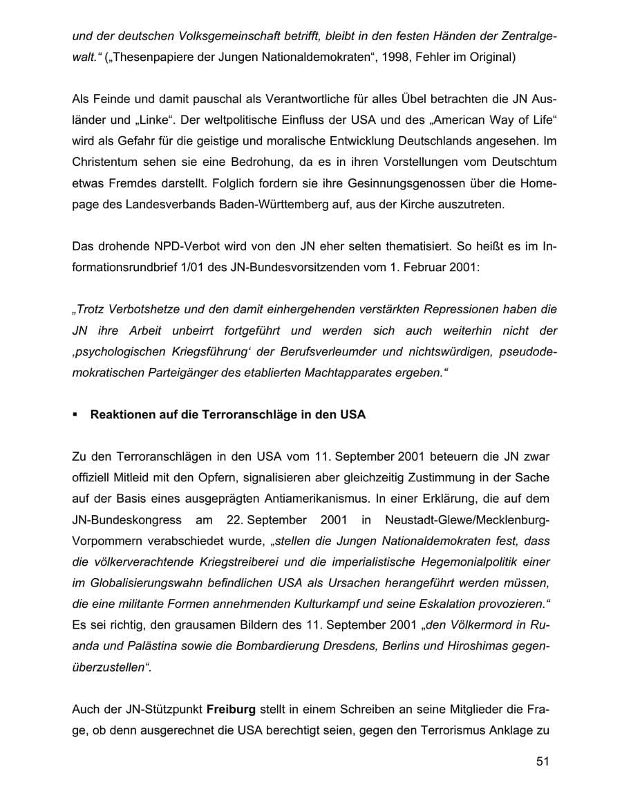 Seite 51 des Verfassungsschutzbericht 2001 Baden-Württemberg