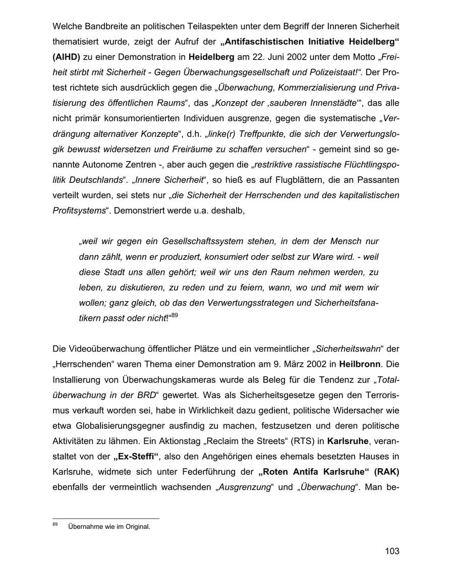 Seite 103 des Verfassungsschutzbericht 2002 Baden-Württemberg