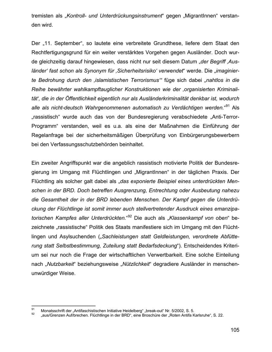 Seite 105 des Verfassungsschutzbericht 2002 Baden-Württemberg