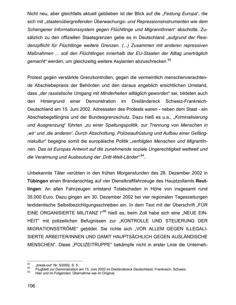 Seite 106 des Verfassungsschutzbericht 2002 Baden-Württemberg